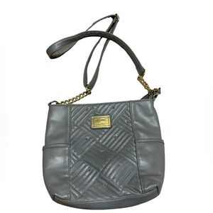 Nicole purse gray gold accents 11x9x2 shoulder cross body  bag pockets